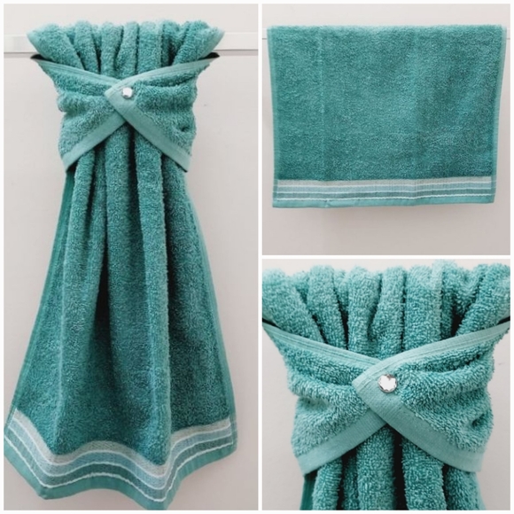🔹️0957-B NEW "Juniper oil" Teal Green Hang'N'Snap HAND Towel *Select snap - Picture 13 of 13
